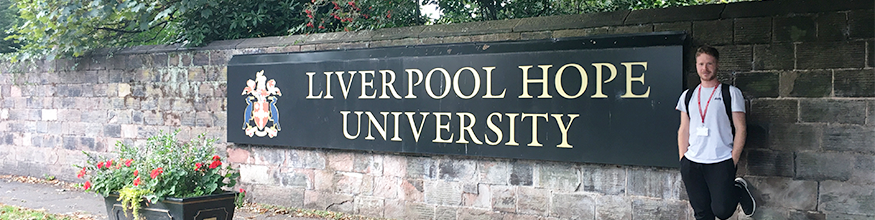 Manex Ormazabal Arregi standing in front of Hope Park sign